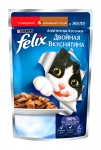 FELIX  Феликс Двойная вкуснятина для взрослых кошек аппетитные кусочки в желе Говядина и домашняя птица 85 гр