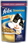 FELIX SENSATIONS  Феликс Сенсейшнс для взрослых кошек Утка в желе со шпинатом 85 гр